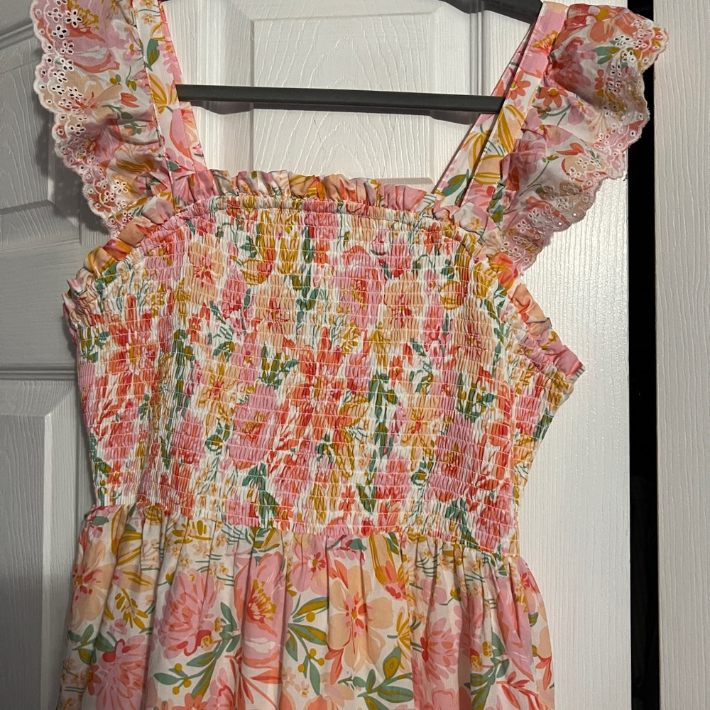 NWOT Haute Hippie Orange and Pink Smocked Tiered Sundress - Picture 8 of 13